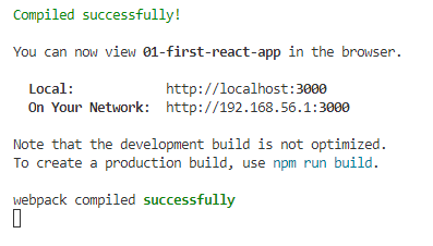 npm start compiled successfully.